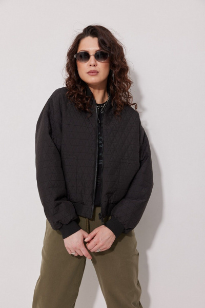 Бомбер свободного силуэта с карманами и молнией MG Wear 1002 черный - фото 1