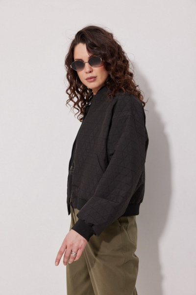 Бомбер свободного силуэта с карманами и молнией MG Wear 1002 черный - фото 2