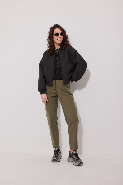 Бомбер свободного силуэта с карманами и молнией MG Wear 1002 черный - фото 3