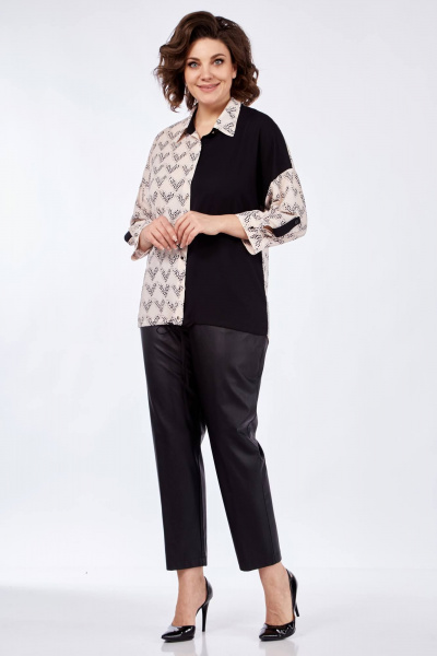 Мультиколор блуза прямого силуэта с рукавом 3/4 и воротником Matini 4.1761 - фото 8