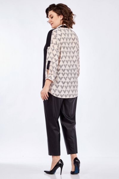 Мультиколор блуза прямого силуэта с рукавом 3/4 и воротником Matini 4.1761 - фото 7