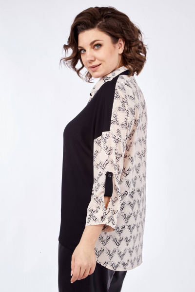 Мультиколор блуза прямого силуэта с рукавом 3/4 и воротником Matini 4.1761 - фото 3