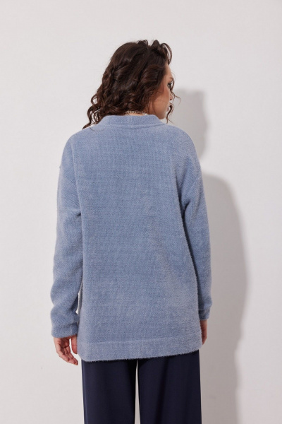 Кардиган из трикотажа с карманами и пуговицами MG Wear 1005 голубой - фото 5