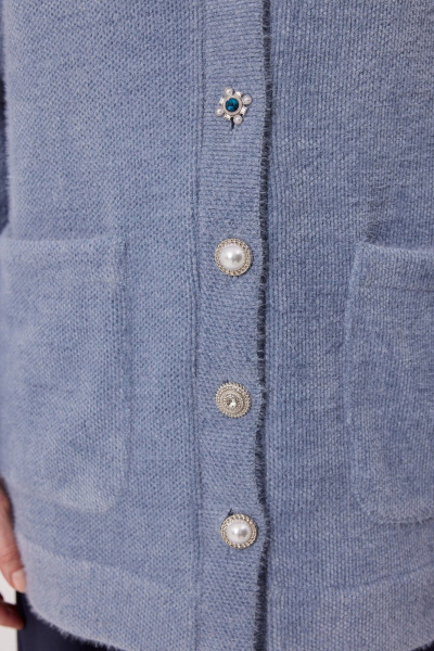 Кардиган из трикотажа с карманами и пуговицами MG Wear 1005 голубой - фото 4