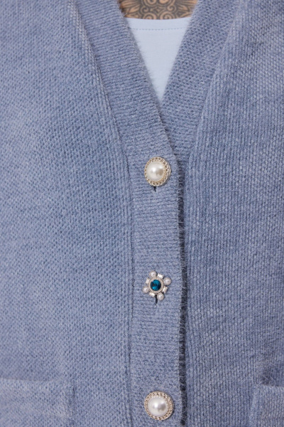 Кардиган из трикотажа с карманами и пуговицами MG Wear 1005 голубой - фото 3
