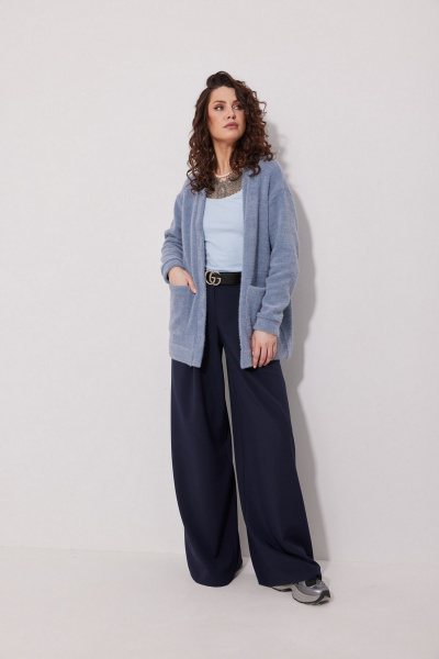 Кардиган из трикотажа с карманами и пуговицами MG Wear 1005 голубой - фото 2