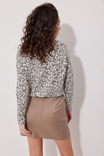 Джемпер из трикотажа с леопардовым принтом MG Wear 2216 леопард_серый - фото 2