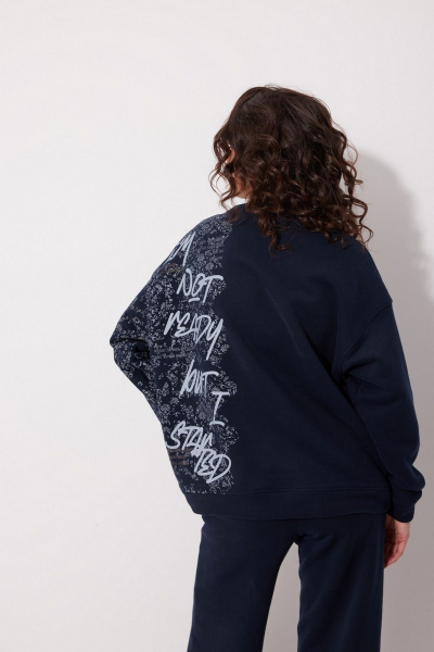 Свитшот из трикотажа с пич-эффектом и принтом MG Wear 2242 синий - фото 3