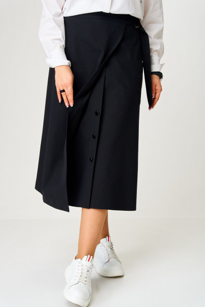 Блуза и юбка с воротником и складками Aira Style 24119 бело-черный - фото 5