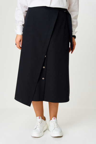 Блуза и юбка с воротником и складками Aira Style 24119 бело-черный - фото 4