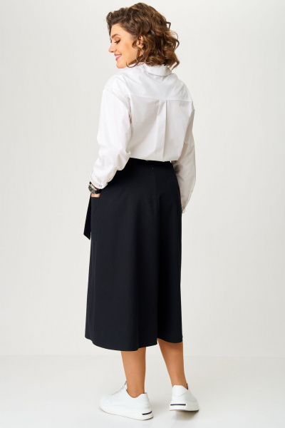 Блуза и юбка с воротником и складками Aira Style 24119 бело-черный - фото 2