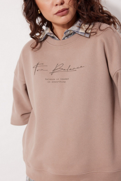 Джемпер из трикотажа с рукавом спущенной линии плеча MG Wear 2244 бежевый - фото 4