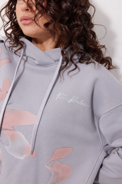 Женский худи с фигурным низом из мягкого трикотажа MG Wear 2245 серый - фото 5