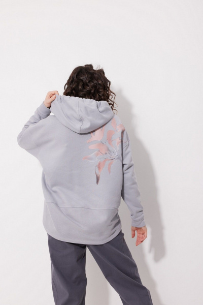 Женский худи с фигурным низом из мягкого трикотажа MG Wear 2245 серый - фото 4