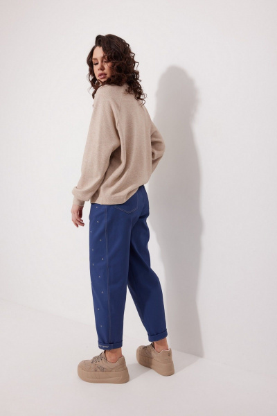 Розовый джемпер из мягкого трикотажа с декоративным элементом MG Wear 2249 бежевый - фото 4