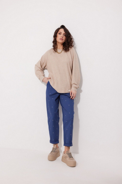 Розовый джемпер из мягкого трикотажа с декоративным элементом MG Wear 2249 бежевый - фото 3