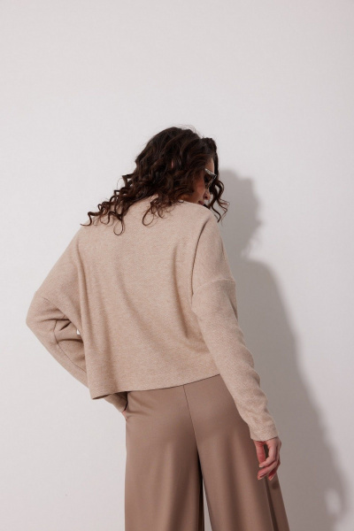 Элегантный джемпер из вискозы с бантиком на горловине MG Wear 2250 бежевый - фото 7