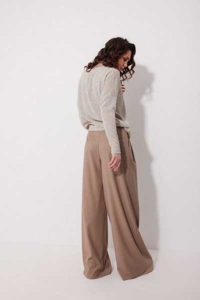 Мягкий джемпер из трикотажа с декоративным низом MG Wear 2252 бежевый_меланж - фото 2