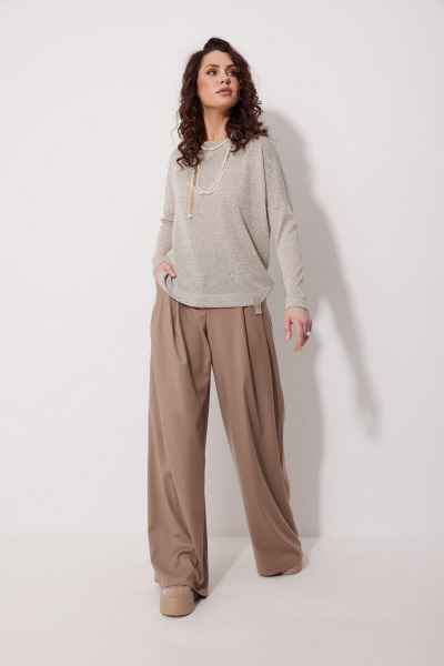 Мягкий джемпер из трикотажа с декоративным низом MG Wear 2252 бежевый_меланж - фото 1