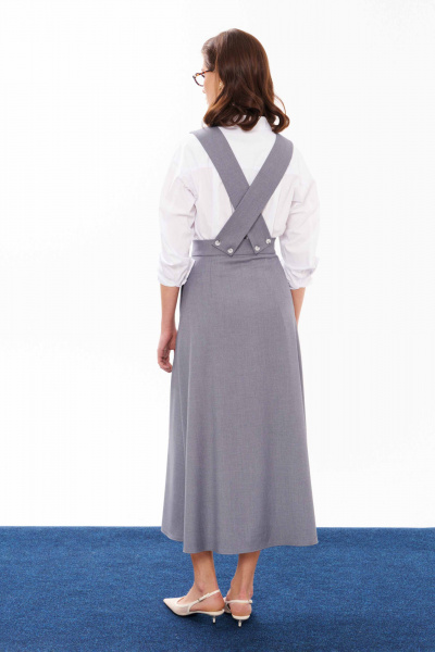 Серый демисезонный сарафан с съемным верхом для офиса и досуга Панда 12680 серый - фото 5