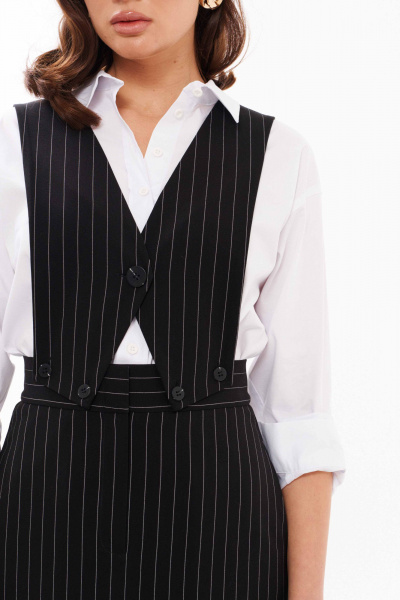 Черный сарафан из текстиля с съемным верхом для деловых и casual тем Панда 12683 черный - фото 4