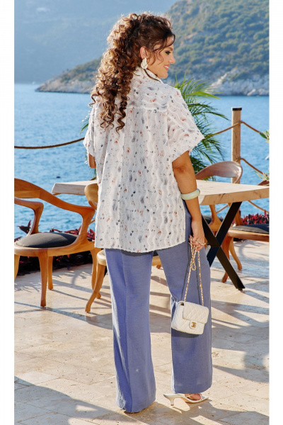 Блуза, брюки Vittoria Queen 24433 диз_голубой-белый - фото 2