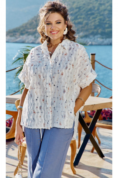 Блуза, брюки Vittoria Queen 24433 диз_голубой-белый - фото 3