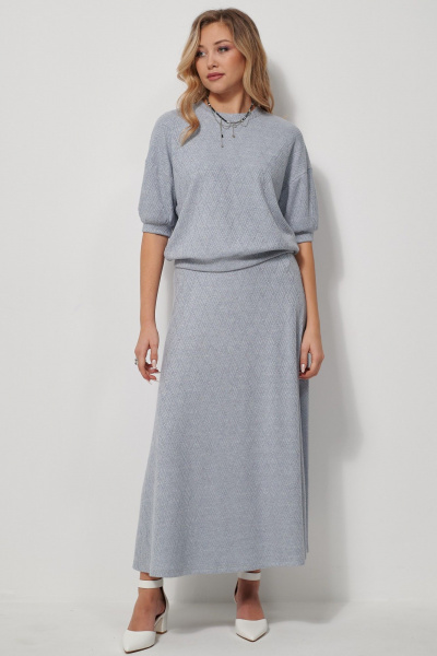 Костюм из вискозы с джемпером и юбкой макси AMUARt 1028-1 голубой - фото 1