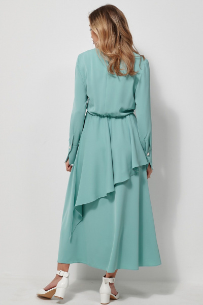 Платье макси полуприлегающего силуэта с резинкой AMUARt 1031 мятно-бирюзовый - фото 15