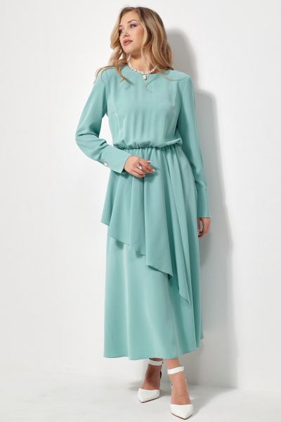 Платье макси полуприлегающего силуэта с резинкой AMUARt 1031 мятно-бирюзовый - фото 7