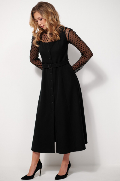 Классический сарафан из костюмной ткани с пряжкой AMUARt 1033 черный - фото 7