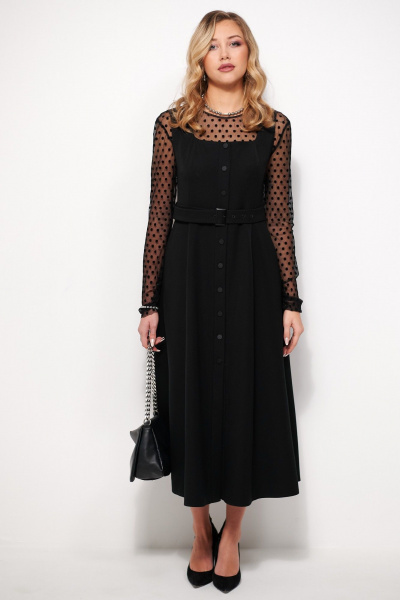 Классический сарафан из костюмной ткани с пряжкой AMUARt 1033 черный - фото 3