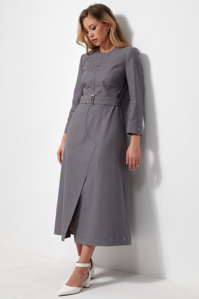 Джинсовое платье с карманами и съемным поясом AMUARt 1035 джинс,серый - фото 9