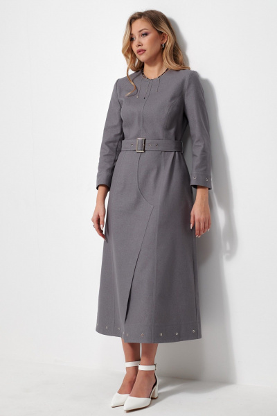 Джинсовое платье с карманами и съемным поясом AMUARt 1035 джинс,серый - фото 7