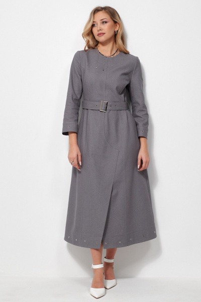 Джинсовое платье с карманами и съемным поясом AMUARt 1035 джинс,серый - фото 6