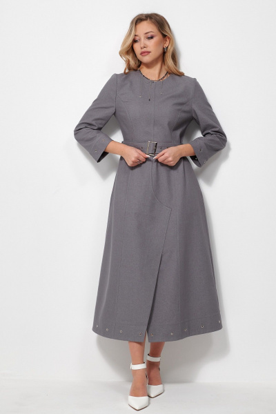 Джинсовое платье с карманами и съемным поясом AMUARt 1035 джинс,серый - фото 5