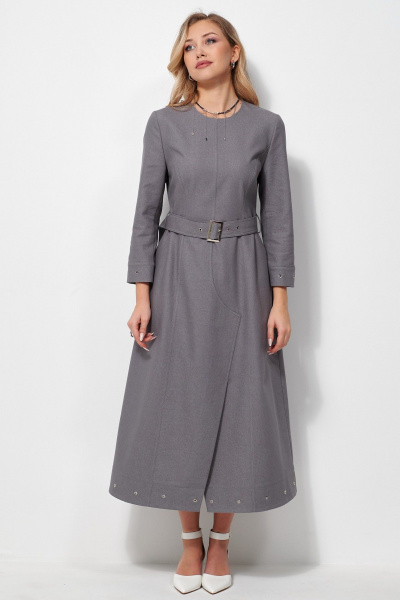 Джинсовое платье с карманами и съемным поясом AMUARt 1035 джинс,серый - фото 2