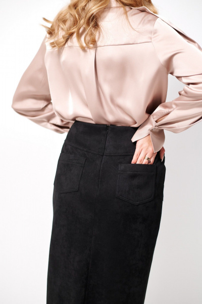 Юбка макси из замшевой ткани с карманами AMUARt 1040 черный - фото 13