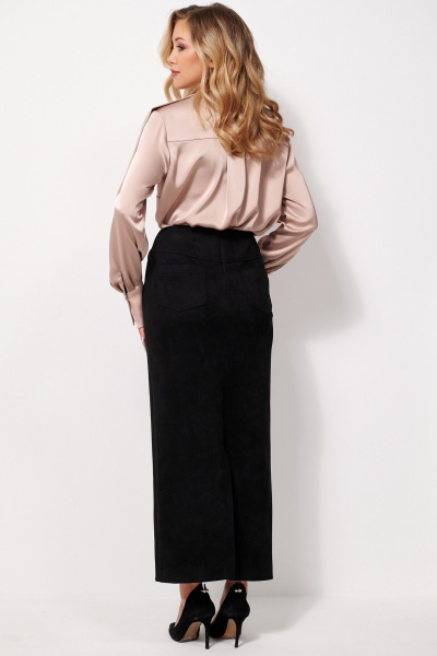 Юбка макси из замшевой ткани с карманами AMUARt 1040 черный - фото 12