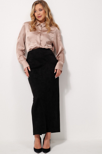 Юбка макси из замшевой ткани с карманами AMUARt 1040 черный - фото 3