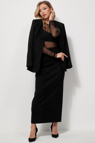 Пиджак из вискозы с басками на каждый день AMUARt 1041 черный - фото 3