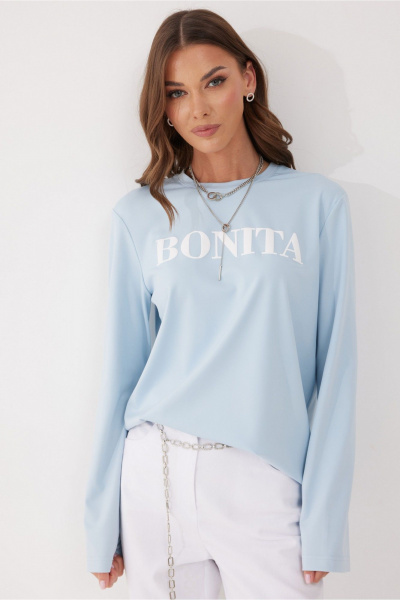 Джемпер из вискозы и трикотажа с дизайнерской печатью Lyushe 4058 голубой - фото 10