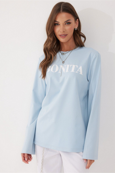 Джемпер из вискозы и трикотажа с дизайнерской печатью Lyushe 4058 голубой - фото 1