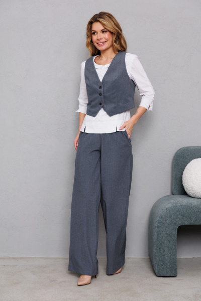 Брюки из замшеобразной ткани с широкой резинкой AMORI 5210 графит - фото 1