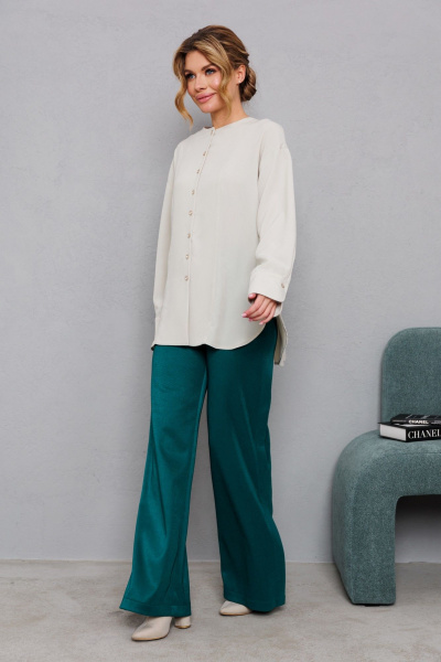 Блуза из текстиля с эффектным цветом оливки AMORI 6465 светлая_оливка - фото 5