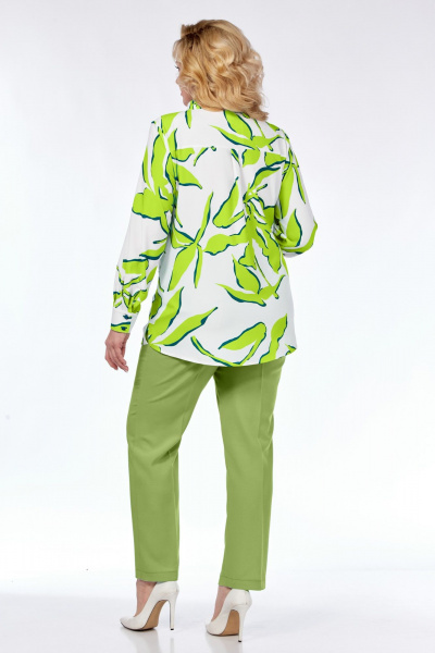 Блуза из нежной ткани с бантовой складкой и асимметричным низом Элль-стиль 2265а/4 лайм_принт - фото 6