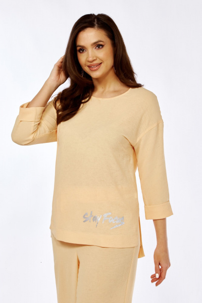 Женская блуза из текстиля с воланами и разрезами по бокам Abbi 4052 - фото 8