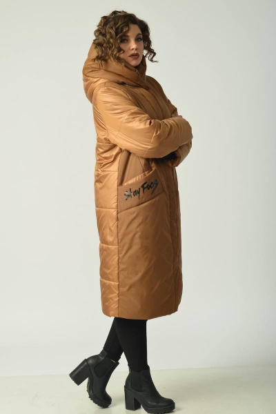 Пальто Диомант 1602 горчица - фото 5