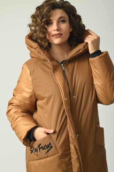 Пальто Диомант 1602 горчица - фото 6