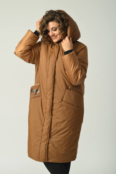 Пальто Диомант 1602 горчица - фото 2